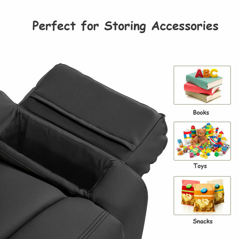 Kids Deluxe Headrest  Recliner Sofa Chair with Storage Arms