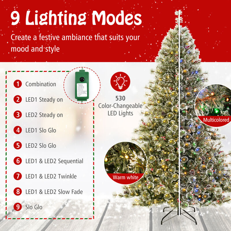 Artificial Christmas Tree Pre-Lit Hinged Holiday Tree with 360° Quick Power Connector