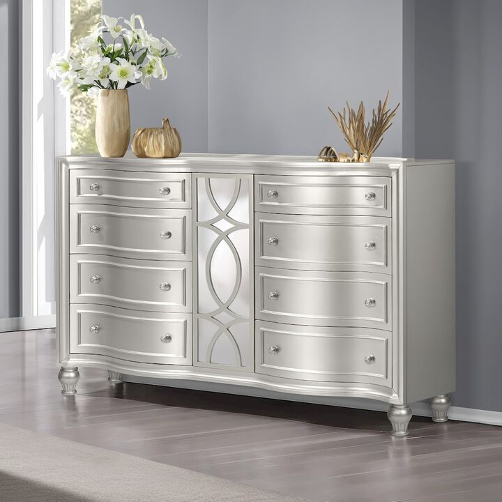 New Classic Furniture Reflections Wood 8-Drawer Dresser, Silver