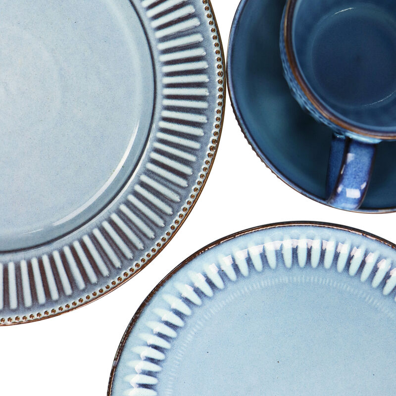 Gibson Elite Mendocino 16 Piece Stoneware Dinnerware Set in Blue
