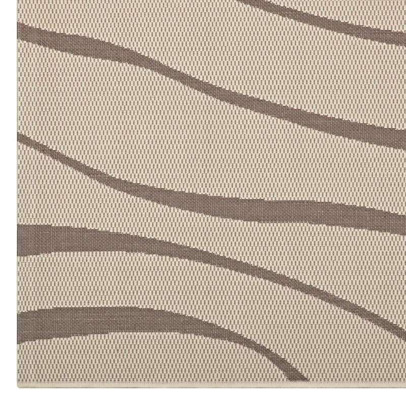 Surge Swirl Abstract 5x8 Indoor and Outdoor Area Rug - Light and Dark Beige