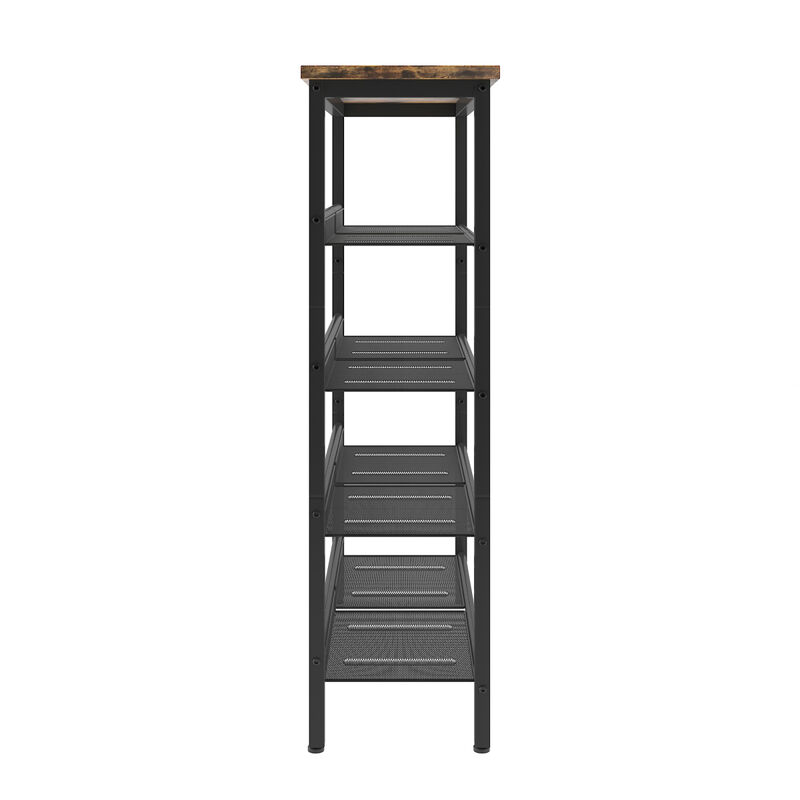 Adjustable 5-Layer Industrial Shoe Rack with Mesh Shelves