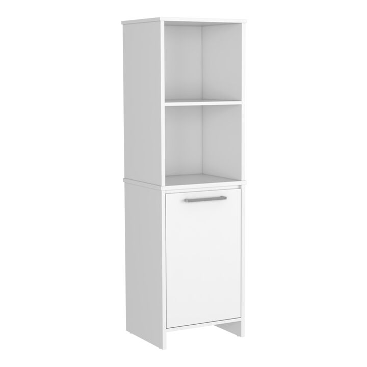Eiffel Kitchen & Dining room Pantry, Two External Shelves, Single Door Cabinet, Two Interior Shelves White -White