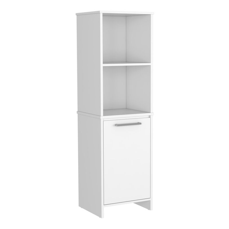 Eiffel Kitchen & Dining room Pantry, Two External Shelves, Single Door Cabinet, Two Interior Shelves White -White