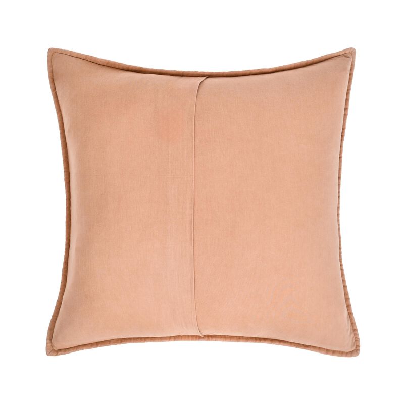 Rawi Square Euro Pillow Sham, 26 Inch Clay Channel Stitch Ramie Cotton - Benzara
