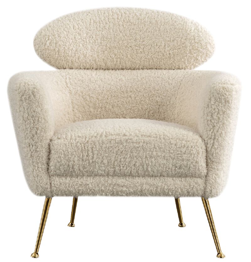 Pasargad Home Felice Modern Gold Finish Accent Chair, Cream