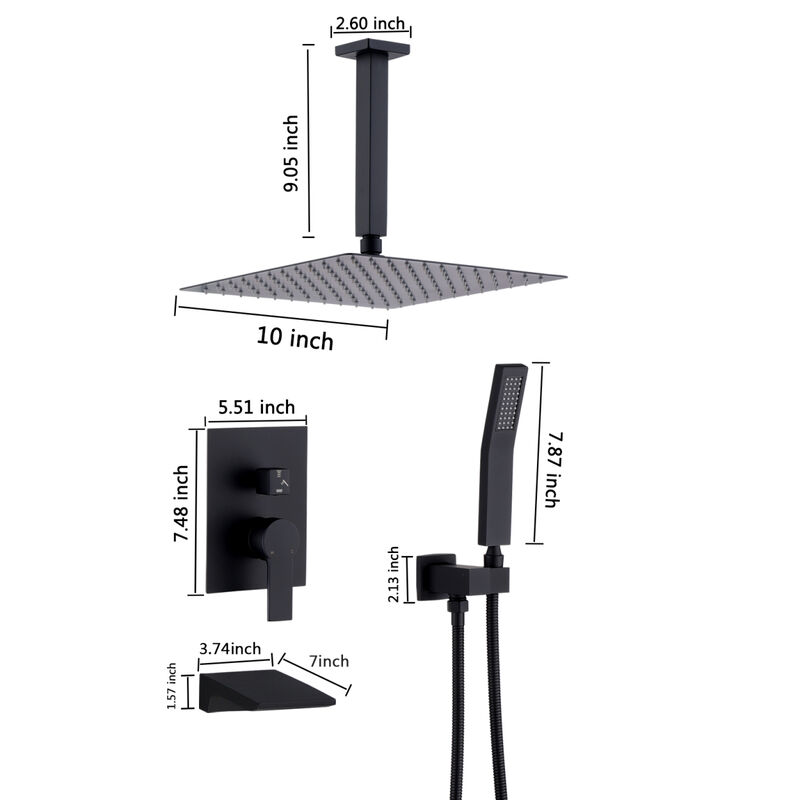 10 Inch Shower System With Rain Shower Faucet Sets