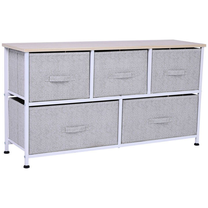 40"  Storage Cube Dresser Unit Shelf Organizer with 5 Fabric Drawer Bins
