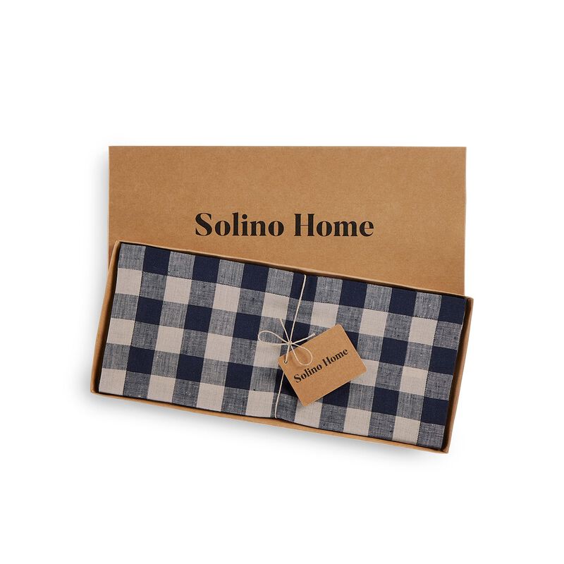Solino Home 100% Pure Linen Table Runner 14 x 120 Inch | Morgan Check