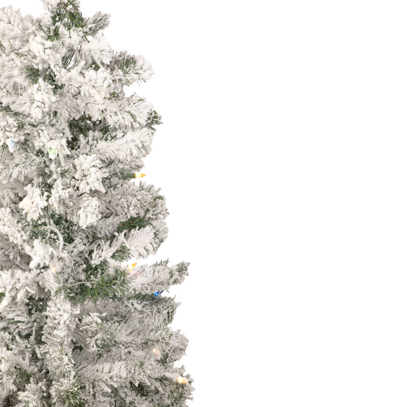 4.5' Pre-Lit Medium Heavily Flocked Pine Artificial Christmas Tree  Multicolor Lights