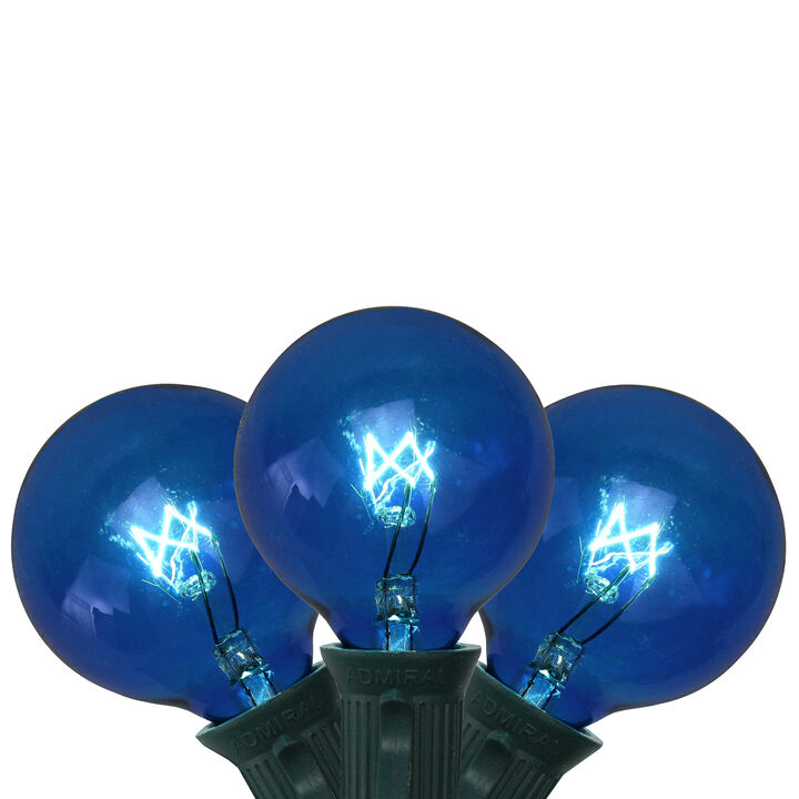 10-Count Blue G50 Globe Christmas Patio Lights- 9ft  Green Wire