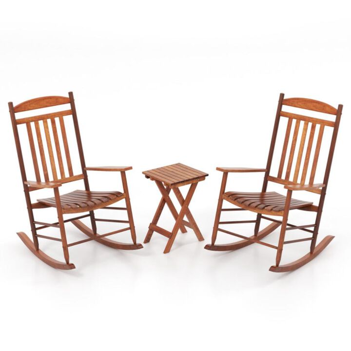 Hivvago 3-piece Outdoor Poplar Wood Rocking Bistro Set