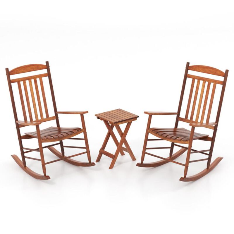 Hivvago 3-piece Outdoor Poplar Wood Rocking Bistro Set