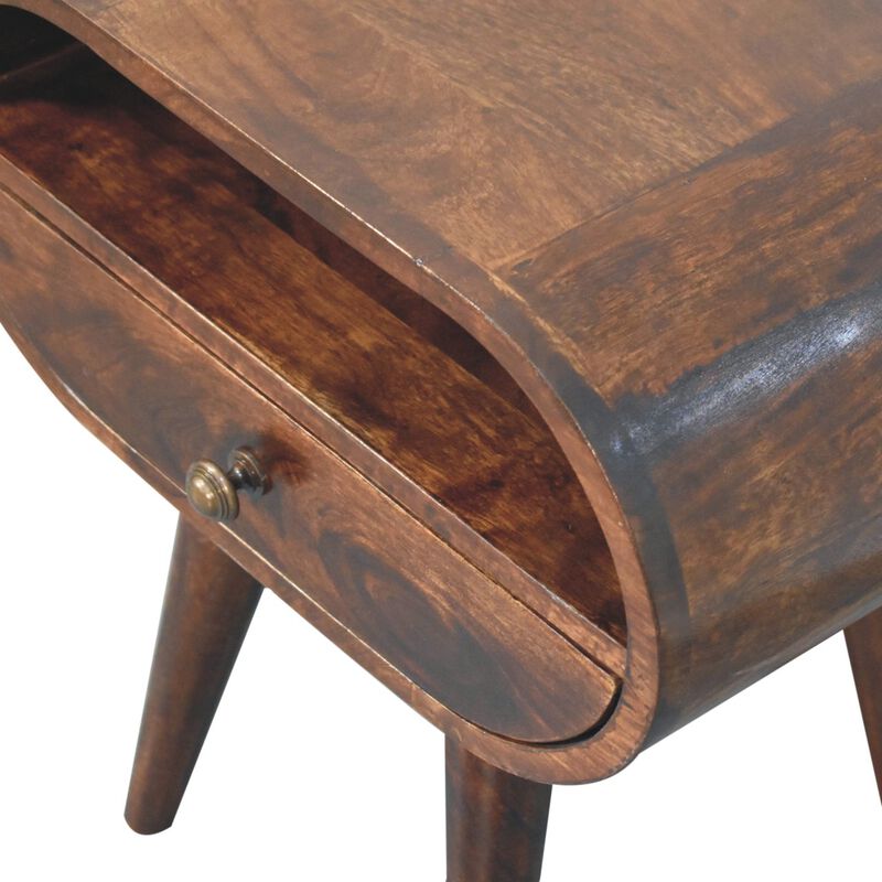 Artisan Furniture Solid Wood California Walnut Circular Bedside with Open Slot