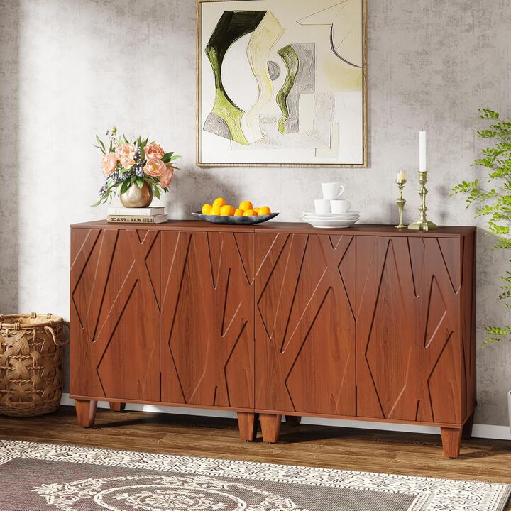 Sideboard Buffet Storage Cabinet, Retro Kitchen Sideboard Cabinet with Adjustable Shelves 55" Accent Cabinet with Doors for Living Room, Storage Lockers