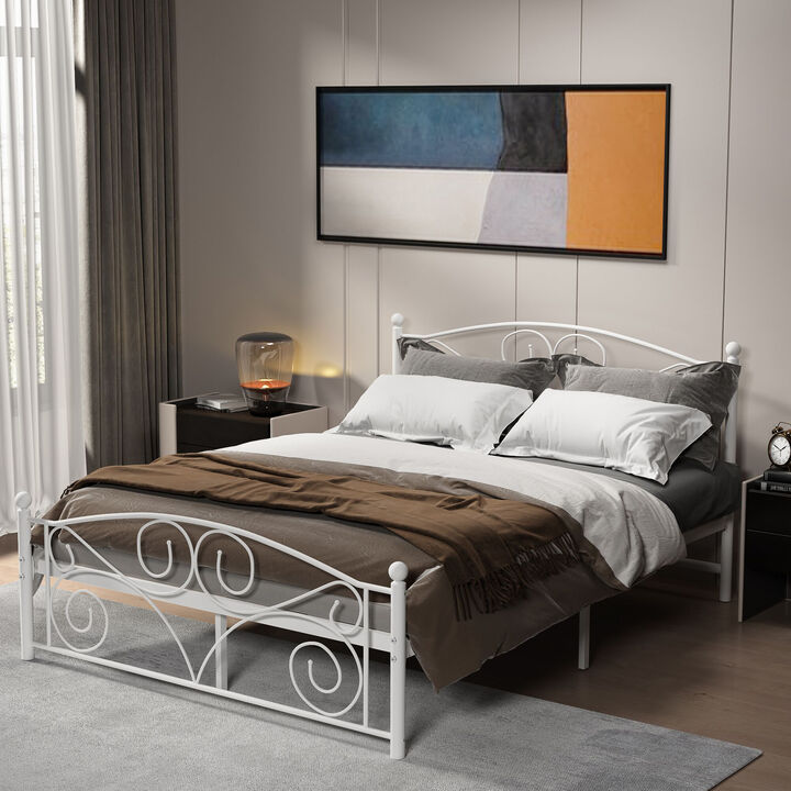 Streamdale Queen Metal Bed Frame with Intricate Floral Headboard
