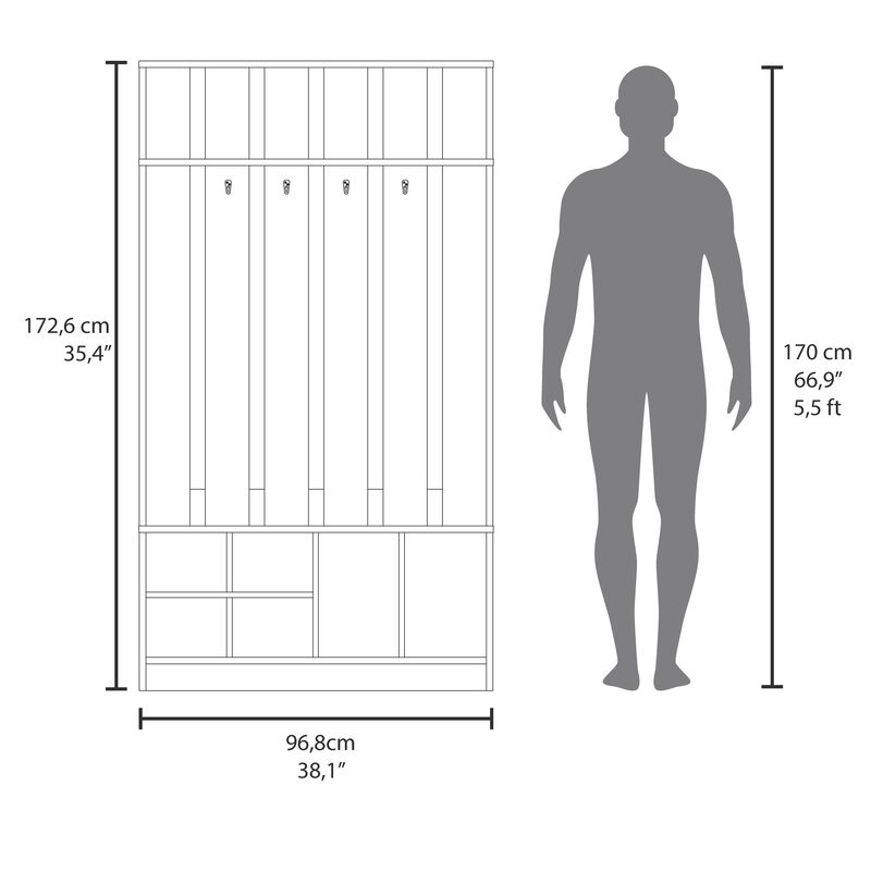 Norton Hall Tree 67.9" H, with 7 Shelves, Smokey Gray