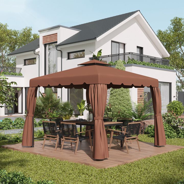 Coffee Gazebo Top: 9.8x9.8 ft Replacement Canopy with Double Vented Roof