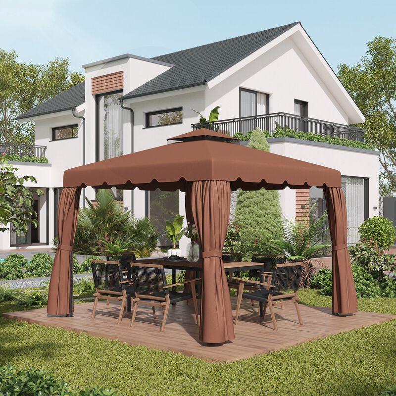 Coffee Gazebo Top: 9.8x9.8 ft Replacement Canopy with Double Vented Roof