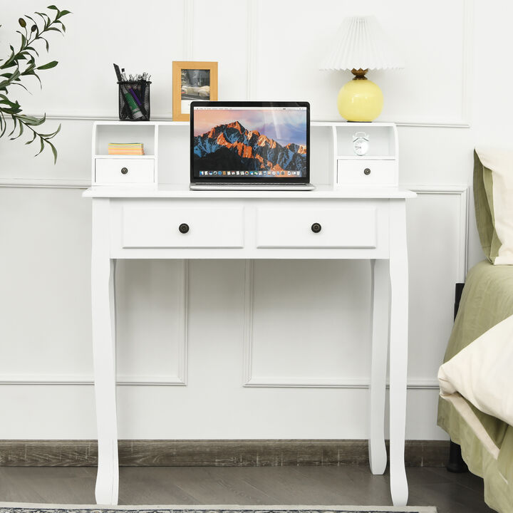 Costway Writing Desk Makeup Vanity Table Home Office Computer Desk 4 Drawer Black