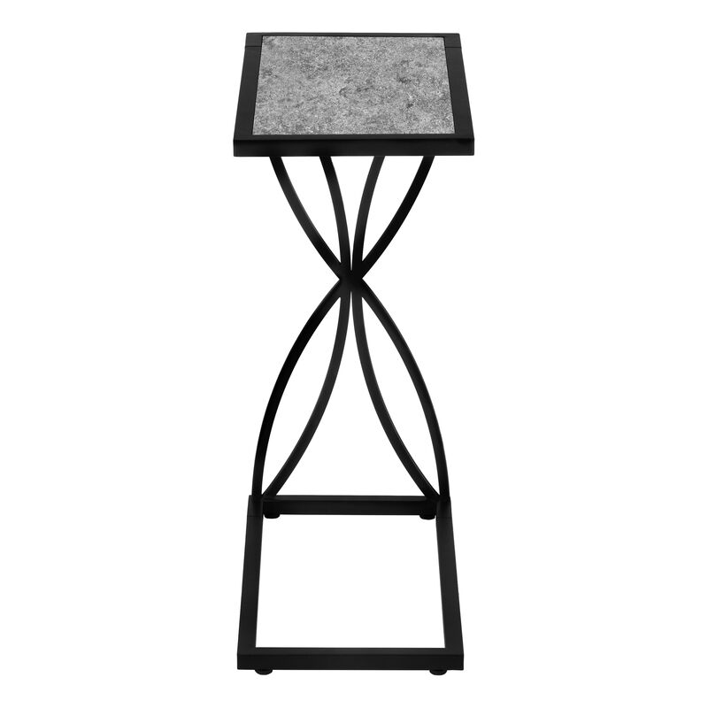 Monarch Specialties I 3305 Accent Table, C-shaped, End, Side, Snack, Living Room, Bedroom, Metal, Laminate, Grey, Black, Contemporary, Modern