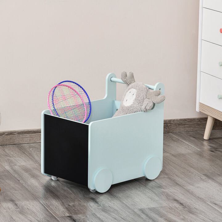 Blue Kids' Organizer: 18.5" Wheeled Storage Cabinet for Books and Toys