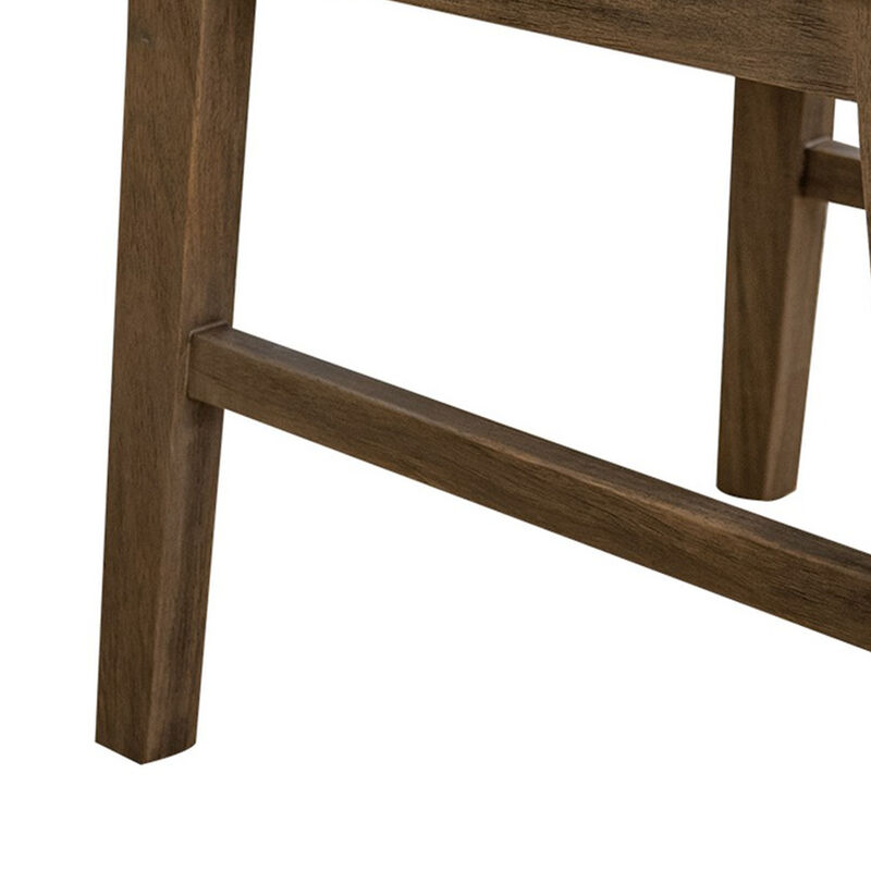 Gena Dining Side Chair Set of 2, Panel Backrest, Brown Solid Mango Wood