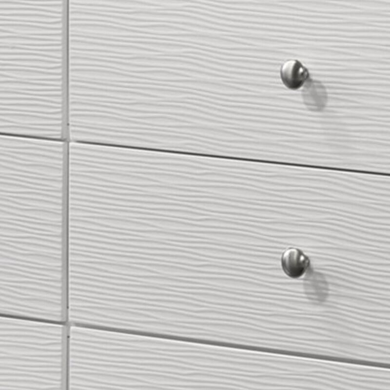 Benjara Eve 55 Inch Wide Dresser with Mirror, 9 Drawers, Metal Handles, Wood, White and Silver