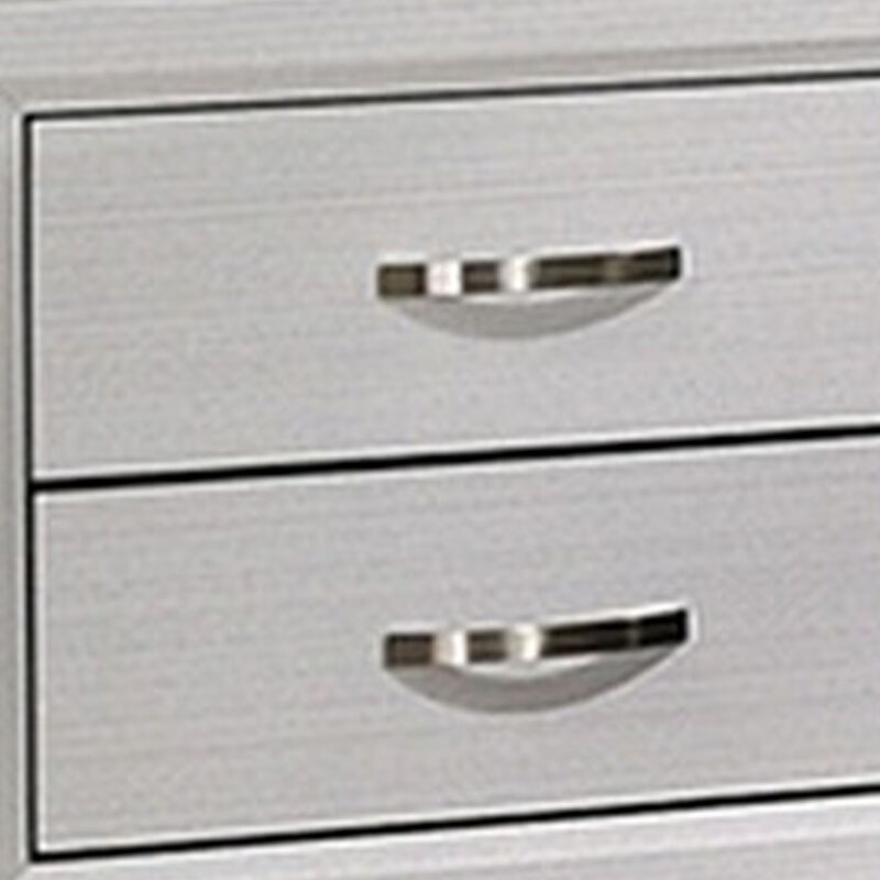 Erica Nightstand, 2 Drawers, White Wood Finished Frame, Metal Handles