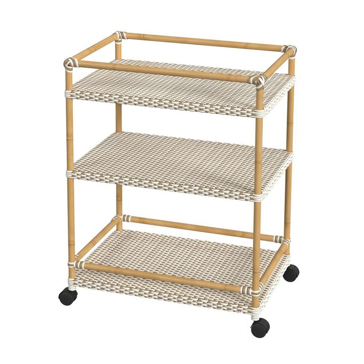 Belen Kox Outdoor 3-Tier Rattan Bar Cart, Belen Kox