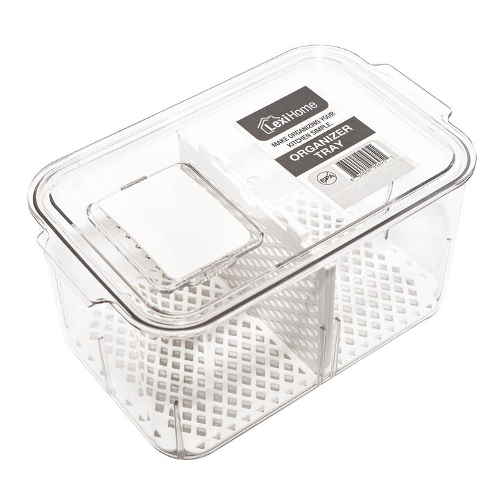 Acrylic Produce Fridge Bin Organizer with Inner Shelf