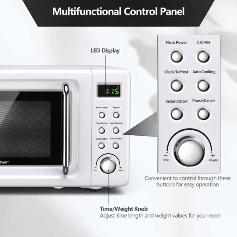 Costway 700W Retro Countertop Microwave Oven with 5 Micro Power and Auto Cooking Function