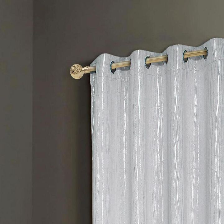 Rt Designers Collection Contemporary Iceland Metallic Blackout Grommet Curtain Panel  Drape 54" X 90" Silver