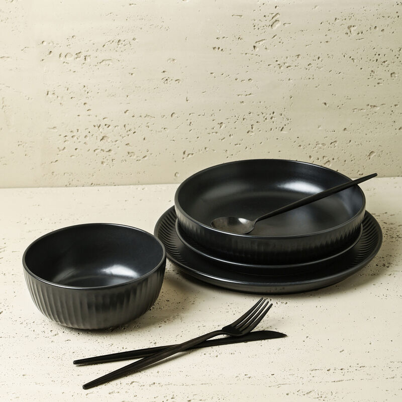 Stone Lain Logan Stoneware 16 Piece Dinnerware Set with Pasta Bowls