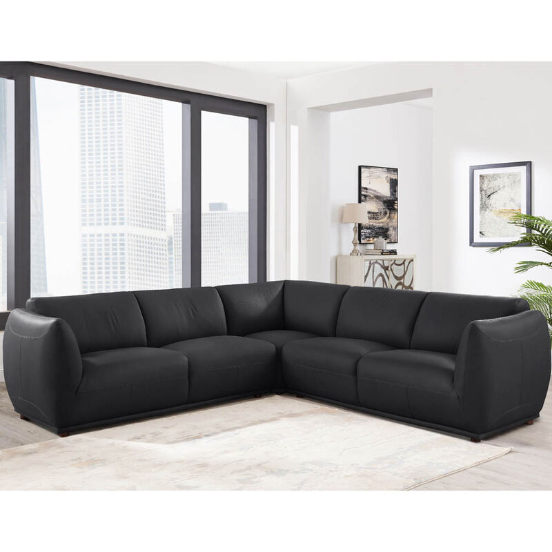 Moon Top Grain Leather Symmetrical Sectional