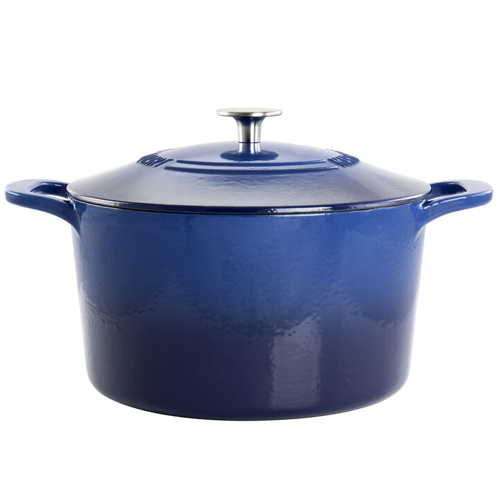 Martha Stewart 7 Quart Enameled Cast Iron Dutch Oven with Lid in Blue Ombre