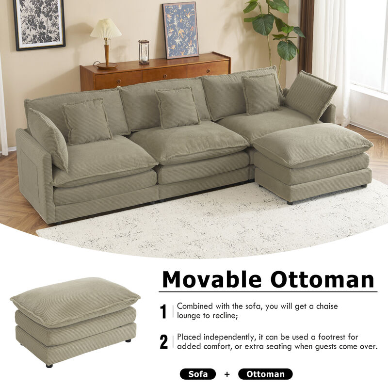 Merax Modern Corduroy Sectional Sofa for Living Room