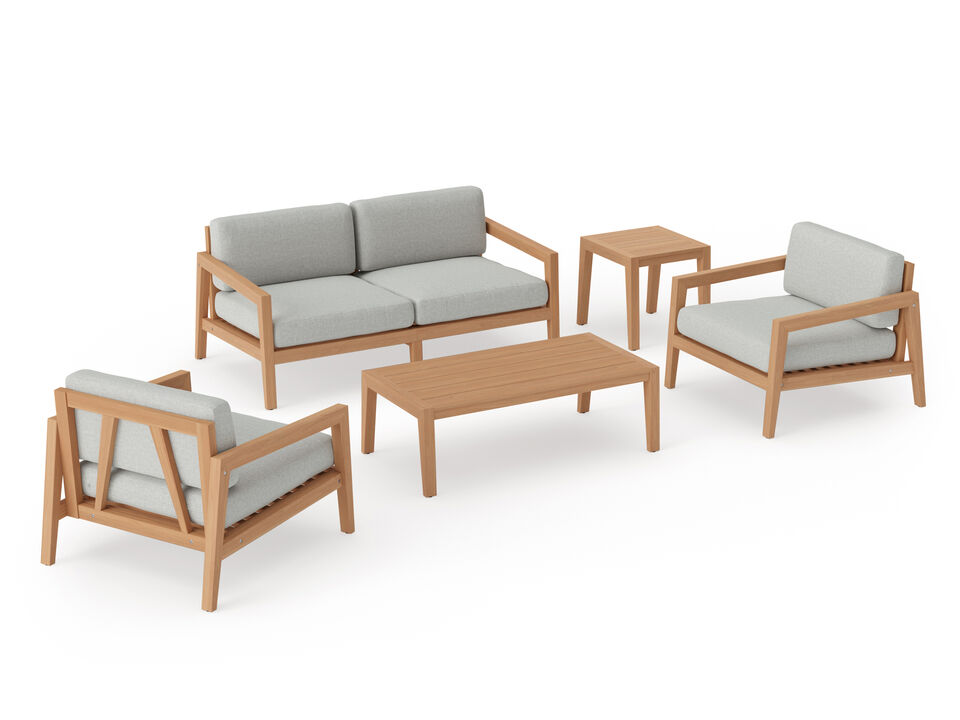 Rhodes 4 Seater Chat Set with Coffee Table and Side Table - Teak