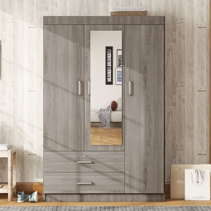 Merax 3-Door Mirror Wardrobe with Shelves