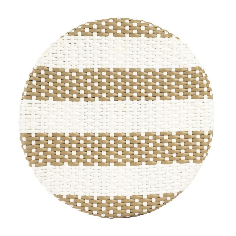 Butler Specialty Tobias Rattan Round 24 Counter Stool, Tan and White Stripe