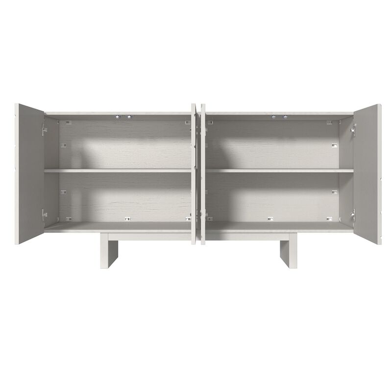 Clihome 63"Sideboard Buffet Cabinet with Adjustable Shelf,Brown Bead