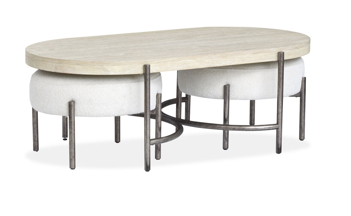 Jennings Cocktail Table with 2 Cocktail Ottomans