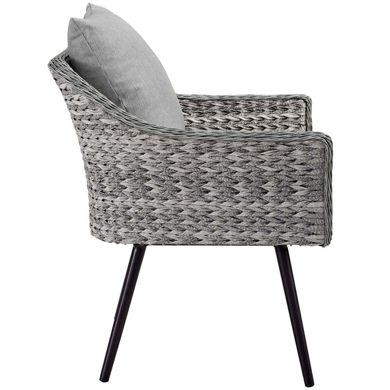 Modway - Endeavor 3 Piece Outdoor Patio Wicker Rattan Loveseat and Armchair Set Gray