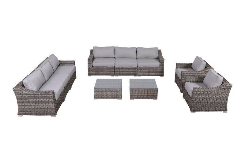 Living Source International  Wicker Fully Assembled 8 - Person Seating Group with Cushions