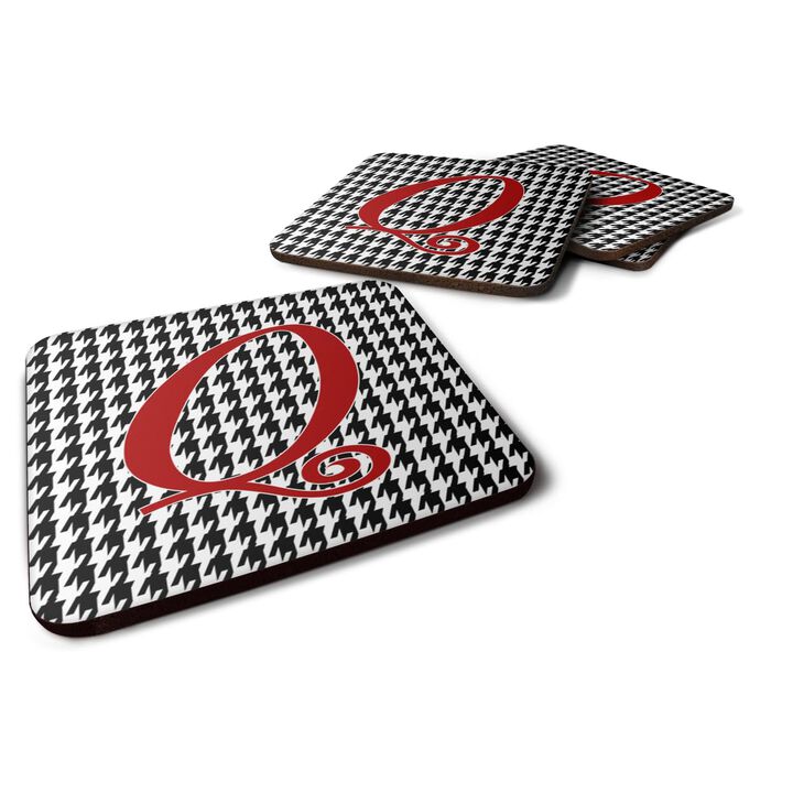 Caroline's Treasures CJ1035-QFC Monogram-Houndstooth Black Foam Coasters (Set of 4), Initial Letter Q, 3.5 H x 3.5 W, Multicolor