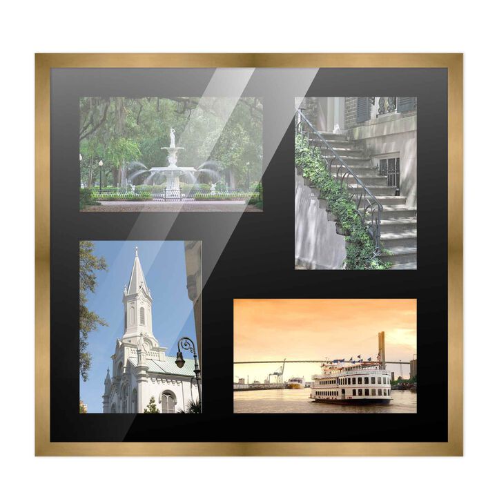 12x12 Wood Collage Frame with a Black Mat for 4x6 Pictures