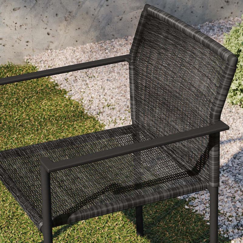 Modway Lagoon Wicker Rattan Outdoor Dining Armchairs in Charcoal (Set of 2)