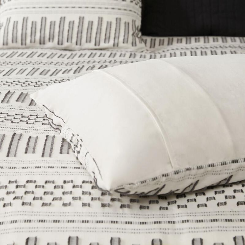 Belen Kox Serenity Ivory/Charcoal Jacquard Duvet Cover Mini Set, Belen Kox