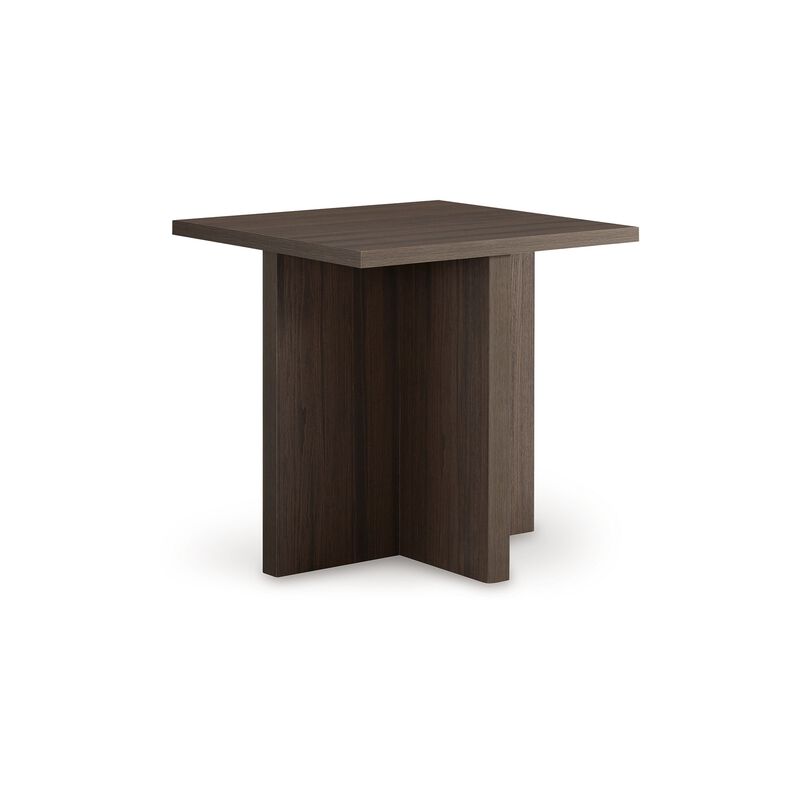 Zeny 2pc Coffee and Side Table Set, Geometric Cross Base, Dark Brown  - Benzara