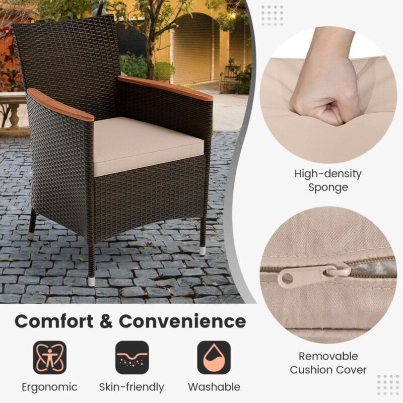 Hivvago 7 Pieces Garden Dining Patio Rattan Set with Cushions for Backyard